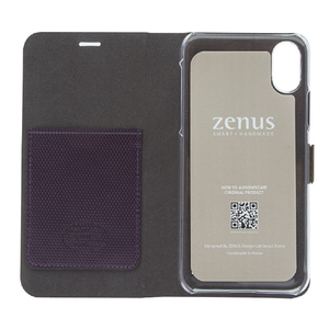 Zenus iPhone XS/X用Metallic Diary ダークバイオレット Z10313I8-イメージ4