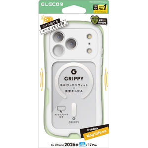 エレコム iPhone18 Pro用GRIPPY ハイブリッドケース フレームカラー 極限 MAGKEEP ホワイト PM-A26CGRPFKMWH-イメージ1