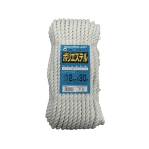ユタカメイク ロープ ポリエステルトラックロープ 12mm×30m 白1230バンド掛巻 FC751GY-3420906-イメージ1