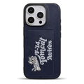 エム・ディー・シー iPhone 16 Pro用ポケット付き背面ケース AVIREX 刺繍/ネイビー MD-75564-3