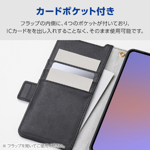 エレコム Galaxy S26用 手帳型ケース 磁石付 耐衝撃 ハンドストラップ付 ブラック PM-G261PLFY4BK-イメージ4