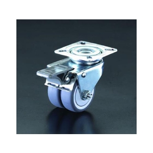 エスコ キャスター 自在金具 ツインホイール・後輪ブレーキ 50mm FCY8922-EA986GN-1-イメージ1
