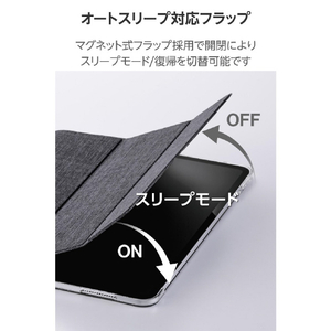 エレコム 13インチiPad Pro(M4)用 フラップケース 薄型軽量 ファブリック 背面クリア ブラック TB-A25PLWVCBK-イメージ7