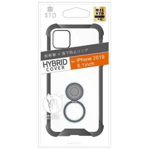 オウルテック iPhone 11用耐衝撃ハイブリッド ケース 落下防止リング付き ブラック OWL-CVIB6107-BK-イメージ1