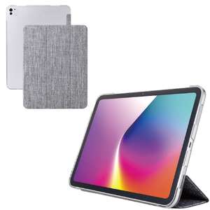 エレコム 13インチiPad Pro(M4)用 フラップケース 薄型軽量 ファブリック 背面クリア グレー TB-A25PLWVCGY-イメージ2