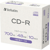 Verbatim データ用CD-R 700MB 48倍速対応 シルバーレーベル 10枚入り SR80F10L-A