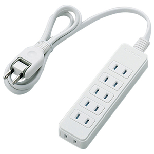 エレコム シャッタータップ(6個口・1m) ホワイト T-ST02N-2610WH-イメージ1