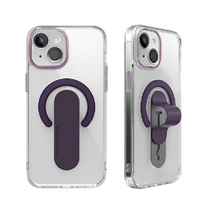 momo stick iPhone 15 Plus用Mag Grip レンズガード一体型クリアケース ディープパープル MMS25318I15PL-イメージ1