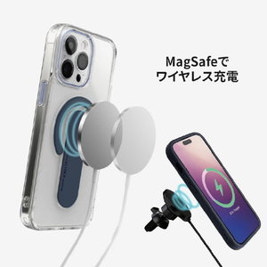 momo stick iPhone 15 Plus用Mag Grip レンズガード一体型クリアケース ディープパープル MMS25318I15PL-イメージ7