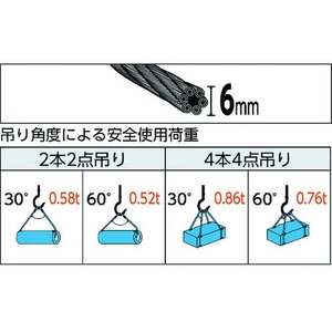 トラスコ中山 Wスリング Aタイプ カラー被覆付 6mm×1.0m FC738HV-8550547-イメージ2