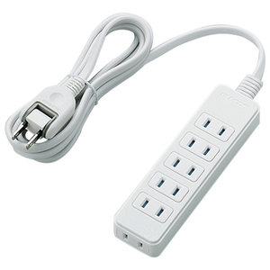 エレコム シャッタータップ(6個口・2m) ホワイト T-ST02N-2620WH-イメージ1