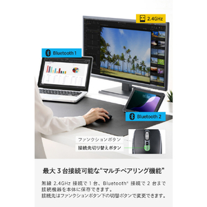 エレコム Precisionist USB無線/Bluetoothマウス[チルト付8ボタンMサイズ] ブラック M-PN10MBMSBK-イメージ8