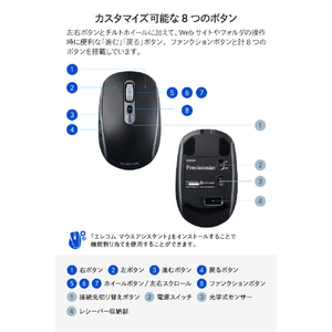エレコム Precisionist USB無線/Bluetoothマウス[チルト付8ボタンMサイズ] ブラック M-PN10MBMSBK-イメージ9
