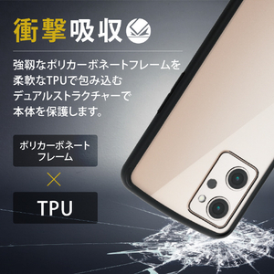 エレコム OPPO Reno9 A/Reno7 A用ハイブリッドケース TOUGH SLIM LITE フレームカラー ブラック PM-O221TSLFCBK-イメージ3