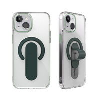momo stick iPhone 15 Plus用Mag Grip レンズガード一体型クリアケース ダークグリーン MMS25319I15PL
