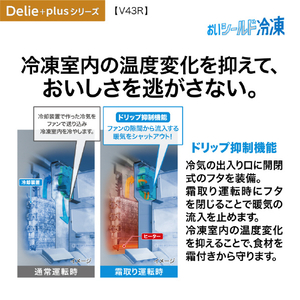 AQUA 【右開き】433L 4ドア冷蔵庫 Delie(デリエ) チタンシルバー AQR-V43R(S)-イメージ8