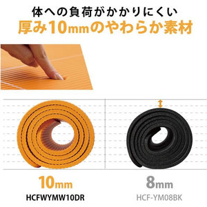 エレコム ヨガマット 厚さ10mm 防音対策 オレンジ FC252SP-HCFWYMW10DR-イメージ5