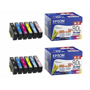 エプソン インクカートリッジ 6色パック(増量) 2個セット X2IC6CL80LN-イメージ1