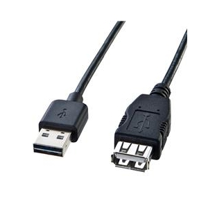 サンワサプライ 両面挿せるUSB延長ケーブル(A-Aメス） ブラック KU-REN05-イメージ1