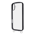レイアウト iPhone 16 Plus用Like standard Puffull 耐衝撃 バンパー ストラップ金具付き ハイブリッドケース ブラック RT-P48CMD1/B