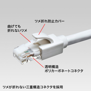 サンワサプライ カテゴリ6A LANケーブル(2m) ホワイト KB-T6ATS-02W-イメージ2