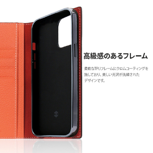 SLG Design iPhone 14 Pro用Neon Full Grain Leather Diary Case コーラル SD24323I14PCR-イメージ8