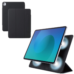 エレコム 13インチiPad Pro(M4)用 フラップケース 超薄型 マグネット着脱 スリープ対応 ブラック TB-A25PLWVPF2BK-イメージ2