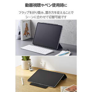 エレコム 13インチiPad Pro(M4)用 フラップケース 超薄型 マグネット着脱 スリープ対応 ネイビー TB-A25PLWVPF2NV-イメージ6