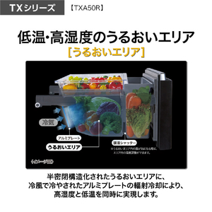 AQUA 501L 5ドア冷蔵庫 TXシリーズ マットクリアブラック AQR-TXA50R(K)-イメージ16