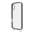 レイアウト iPhone 16 Plus用Like standard Puffull 耐衝撃 バンパー ストラップ金具付き ハイブリッドケース グレー RT-P48CMD1/GR