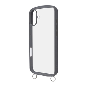 レイアウト iPhone 16 Plus用Like standard Puffull 耐衝撃 バンパー ストラップ金具付き ハイブリッドケース グレー RT-P48CMD1/GR-イメージ1