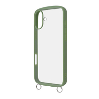 レイアウト iPhone 16 Plus用Like standard Puffull 耐衝撃 バンパー ストラップ金具付き ハイブリッドケース カーキ RT-P48CMD1/OV