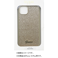 GUESS iPhone 14 Plus用グリッターフレーク 背面ケース ゴールド GUHCP14MHGGSHD
