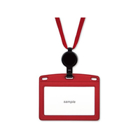 オープン工業 吊下名札 リール式 レザー調 ヨコ名刺 FCF772T-NL-25P-RD