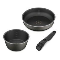 アイリスオーヤマ ダイヤモンドコートパン ディープラス ガス 3点 ロイヤルグレー FCU2682-DCG-S3S