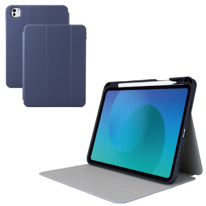 エレコム 11インチiPad Pro(M4)用 フラップケース 衝撃吸収 Pencil収納 スリープ対応 ネイビー TB-A25PMSANV-イメージ2