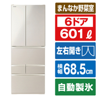東芝 601L 6ドアノンフロン冷蔵庫 VEGETA サテンゴールド GRV600FHEC