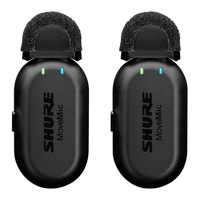 SHURE MoveMic Oneクリップオン・ワイヤレスマイクロホン2本入り、充電ケース付 MOTIVシリーズ ブラック MVTWOJZ6