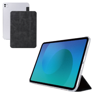 エレコム 11インチiPad Pro(M4)用 フラップケース 薄型軽量 背面クリア 2アングル ブラック TB-A25PMWVBK-イメージ2