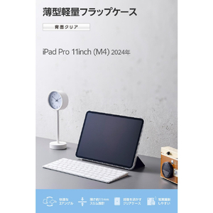 エレコム 11インチiPad Pro(M4)用 フラップケース 薄型軽量 背面クリア 2アングル ブラック TB-A25PMWVBK-イメージ3