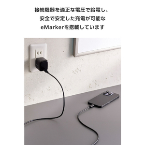 エレコム USB2．0ケーブル(USB Type-C(TM) - USB Type-C/240W) ブラック MPA-CCPE10BK-イメージ5