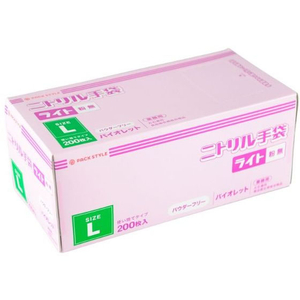 パックスタイル ニトリル手袋 ライト T 紫 粉無 L 200枚 FC180SH-00586525-イメージ2