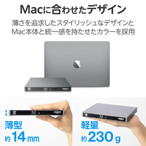 ロジテック USB Type-C(TM)対応 ポータブルブルーレイドライブ for Mac グレー LBD-PWB6U3CMGY-イメージ4