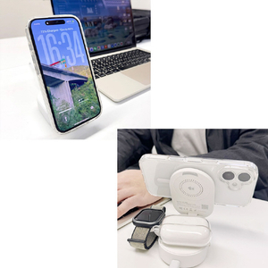HACRAY Qi2 25W認証 3 in 1 折りたたみワイヤレス充電スタンド ホワイト HR-T11WH-イメージ11
