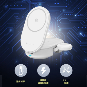 HACRAY Qi2 25W認証 3 in 1 折りたたみワイヤレス充電スタンド ホワイト HR-T11WH-イメージ8