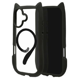 ラスタバナナ iPhone 17用猫耳ケース TPU×PC 磁力充電対応 ブラック 8910IP5AHPMBK-イメージ1