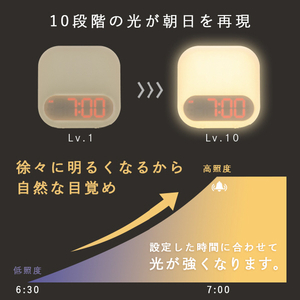 GDT 光振動目覚まし時計 ホワイト COC-01WT-イメージ3