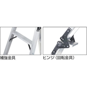 トラスコ中山 TRUSCO はしご兼用脚立 アルミ合金製脚カバー付 高さ0.81m FC162HG-2737582-イメージ5