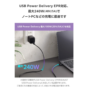 エレコム USB2．0ケーブル(USB Type-C(TM) - USB Type-C/240W) ブラック MPA-CCPE20BK-イメージ4