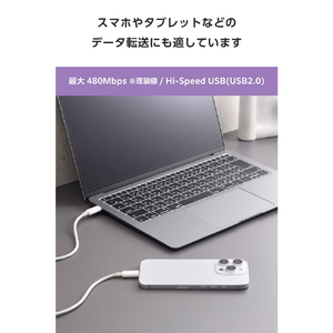 エレコム USB2．0ケーブル(USB Type-C(TM) - USB Type-C/240W) ホワイト MPA-CCPE20WH-イメージ6